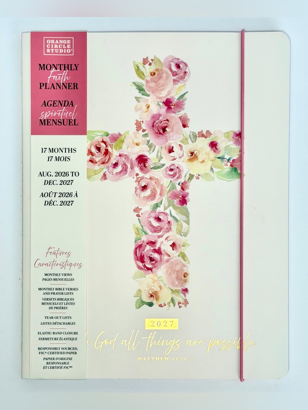 2026-2027 Weekly Monthly 17-month Planner - Orange Circle Studio (Floral Cross)